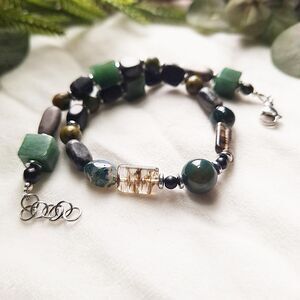 Deep Green Agate Multi Stone Choker - Stainless Steel Tarnish Resistant